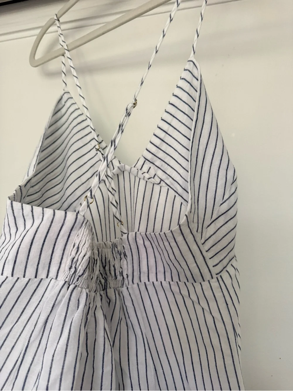 J. Crew Striped White and Blue Maxi Dress with Spaghetti Straps
